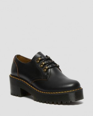 Dr Martens Leona Lo Vintage Smooth Leder Absatz Schuhe Damen Schwarz | DE_Dr38191